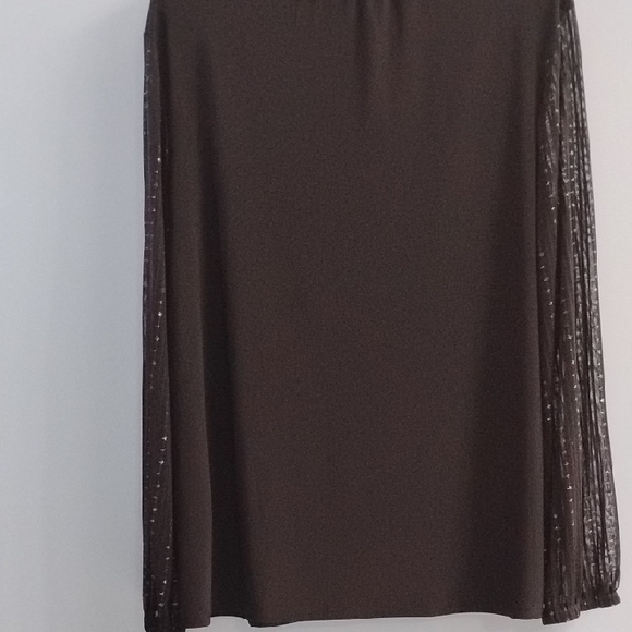 Anne Klein Black Blouse with Sheer Glitter Sleeves Size Large - Picture 5 of 5